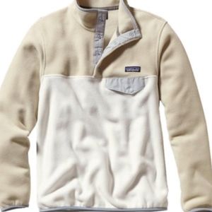 white and cream Patagonia pullover